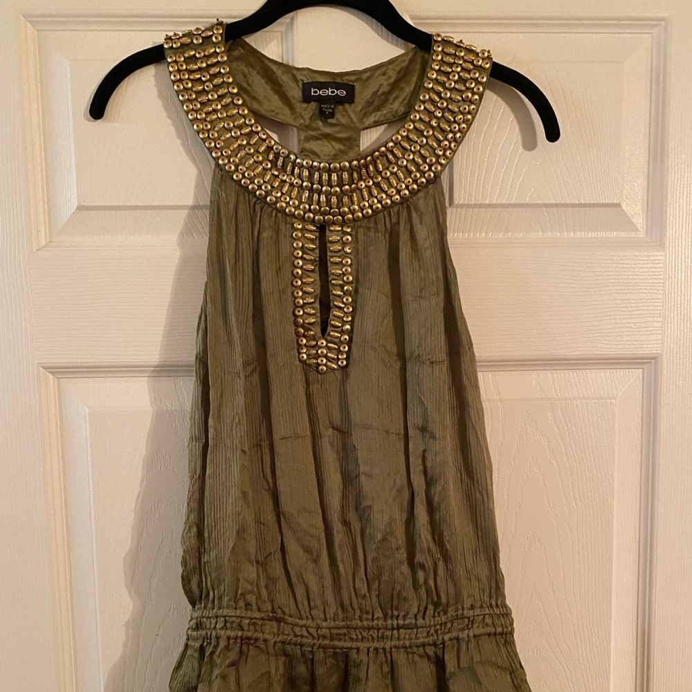 Bebe Green Beaded Blouse
